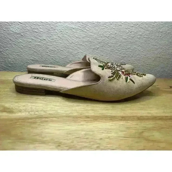 Dune London Blush Pink Mules w/ Beaded Embroidered Floral Detail Size 6.5 Flats - Picture 2 of 10